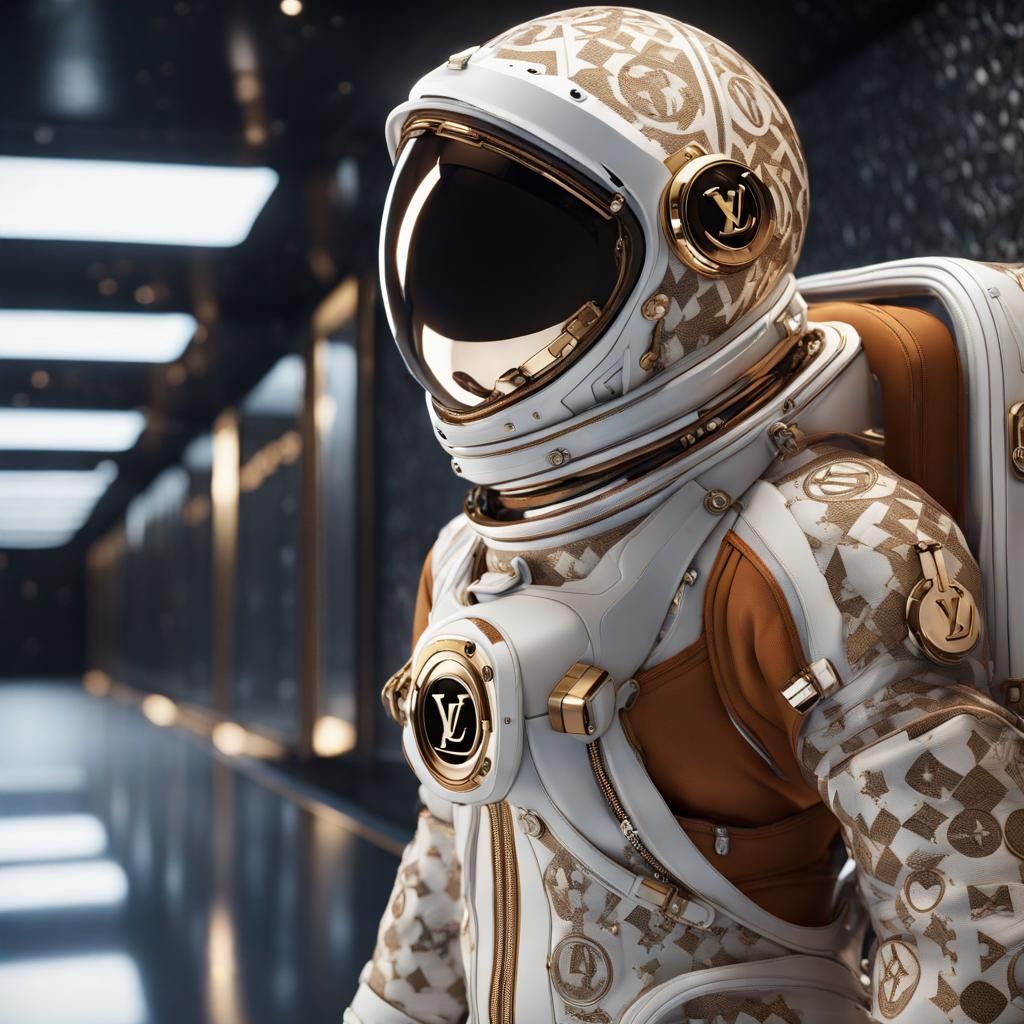Luxurious Spacesuit with Intricate Pattern, Hyperrealistic R...