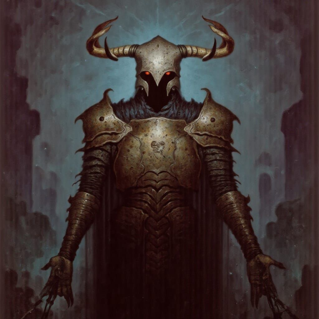 Battle-Scarred Knight Emerges from Foggy Twilight