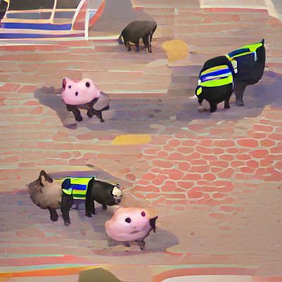 Pigs in Police Uniforms: An AI-Generated Image