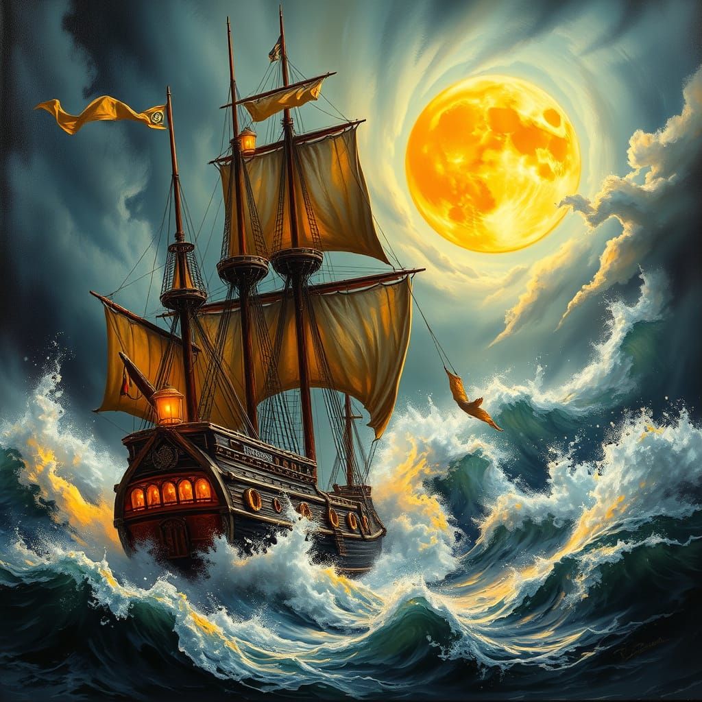 Ship on stormy sea 3