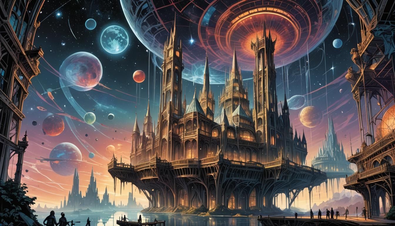 Magical Crystal Palace in Cosmic Space Comic Art