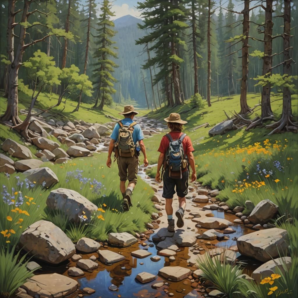 Lush Landscape Oil Painting in Gurney Style