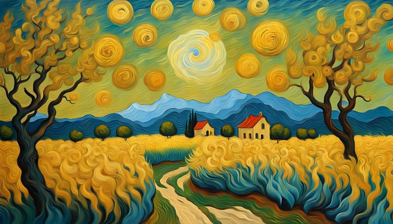 Angelic Landscape in Van Gogh's Style