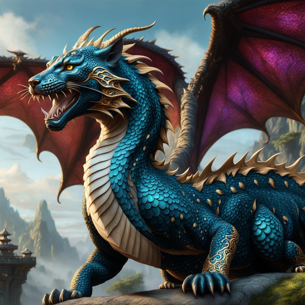 Leopard Pattern Dragon: D&D Fantasy Concept Art