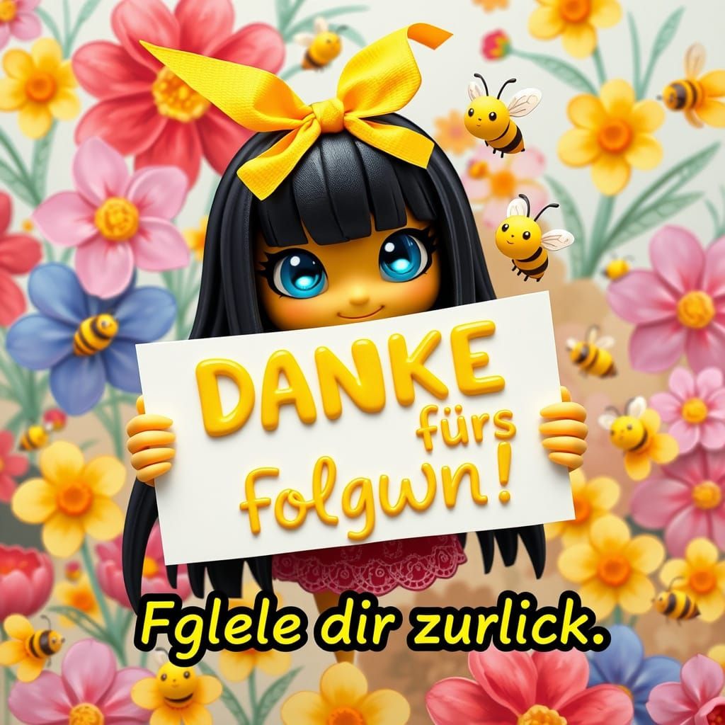 Whimsical Origami Bumblebee in Vibrant 3D with Delicate Text...