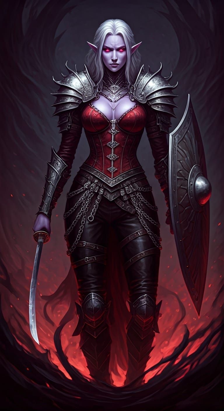 Aasimar Warlock-Paladin with Katana in Fantasy Art Style