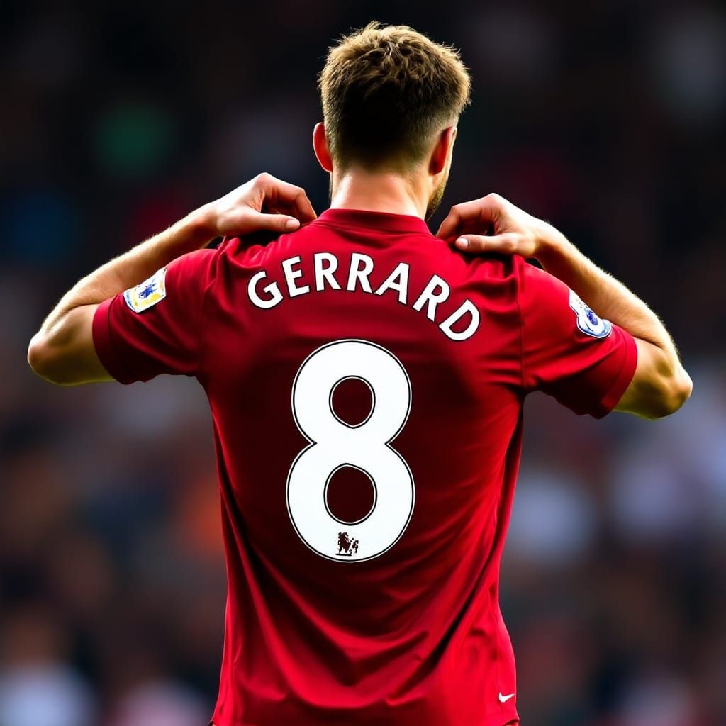 Steven Gerrard in Iconic Liverpool FC Red Shirt
