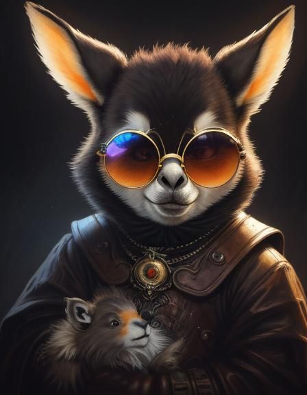 Scheming Llama Gentleman Portrait in Tenebrism Style