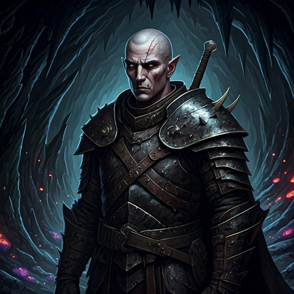 Drow Bandit in the Underdark: Dark Fantasy Art