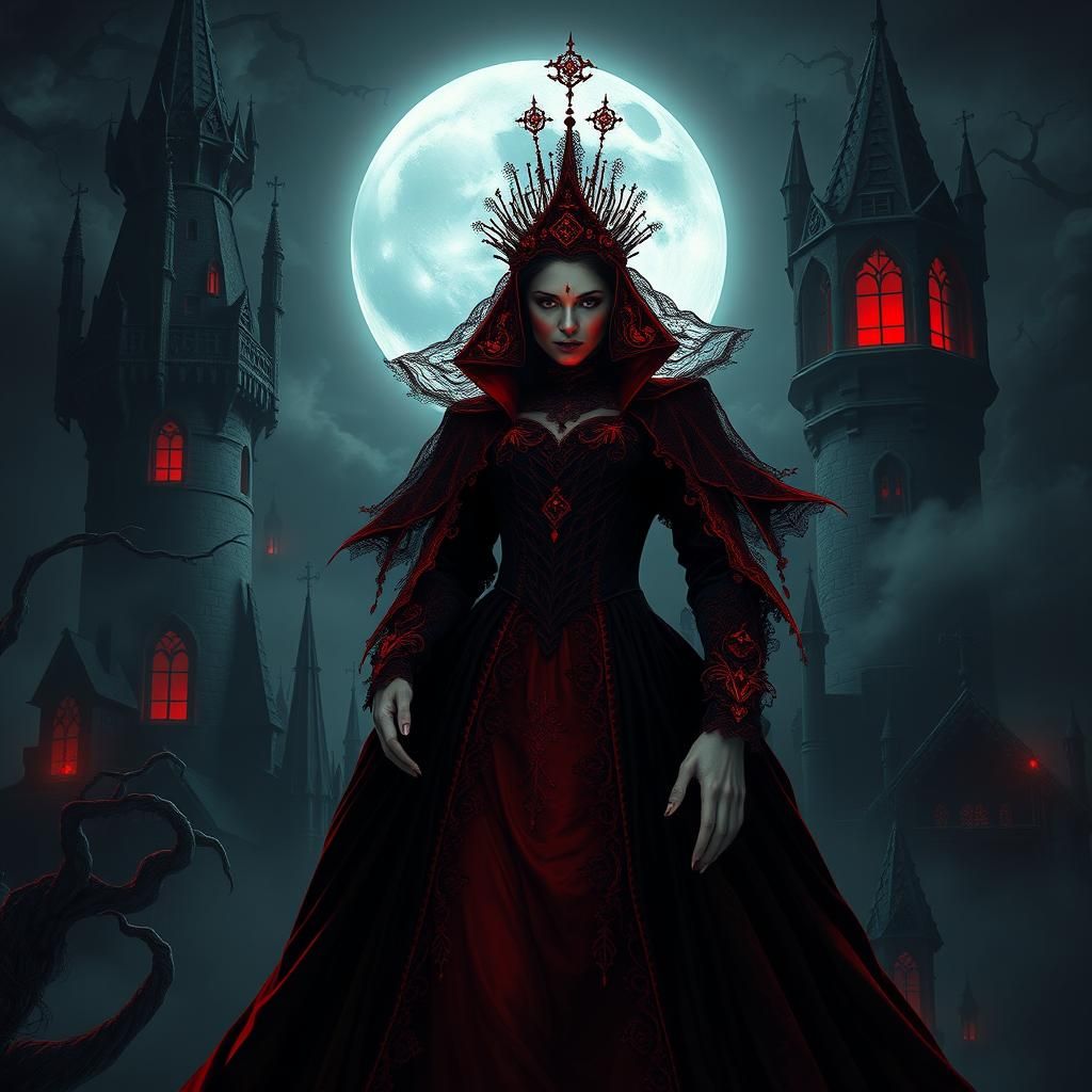 Eerie Countess Elizabeth Báthory in Gothic Castle
