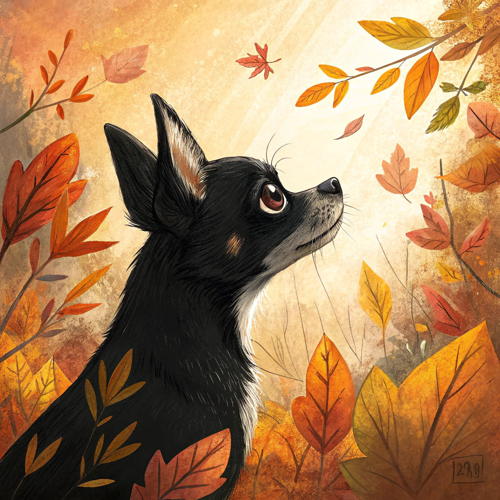Expressive Chihuahua Portrait in Autumnal Watercolor