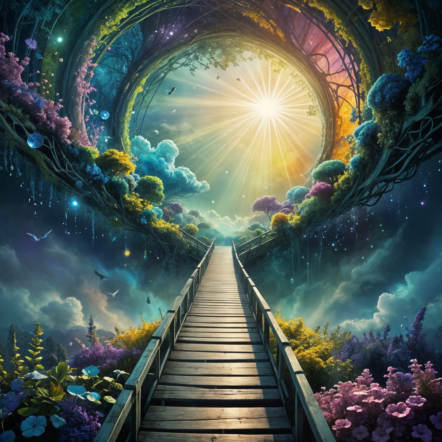 Whimsical Victorian Bridge to a Celestial Realm