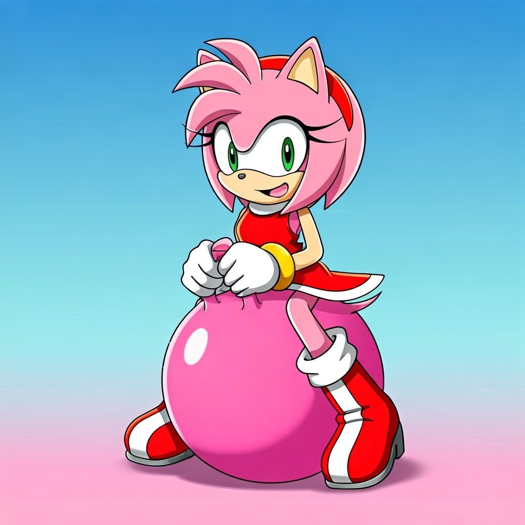 Amy Rose Bounces on Pink Hopper Ball