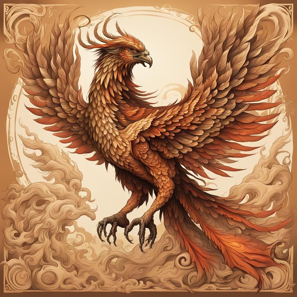 Mythical Phoenix Monster in High Detail Drawing