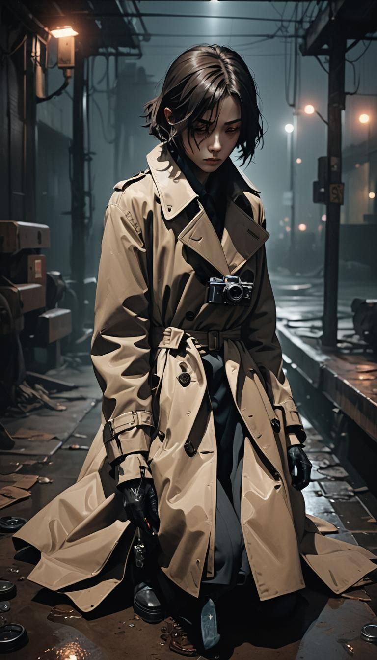 Noir Figure with Pinhole Camera in Starship Brig