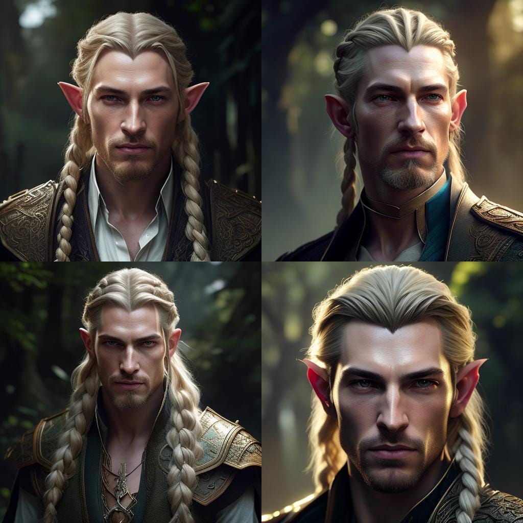 Elven Portrait in Art Nouveau Style