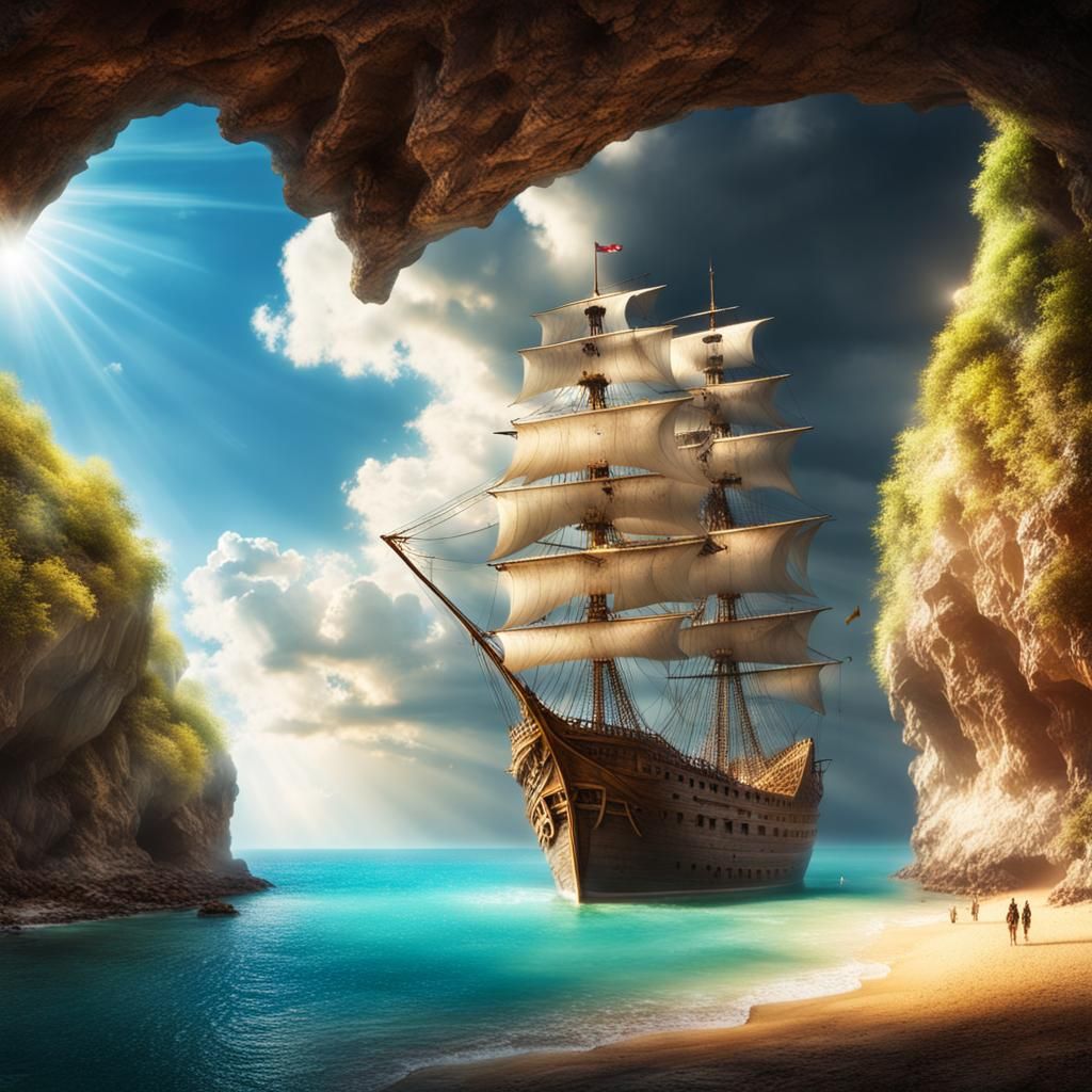 Pirate Ship and Treasure Cave in Divine Light