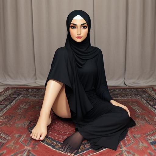 Arab Girl: Feet and Hijab Focus