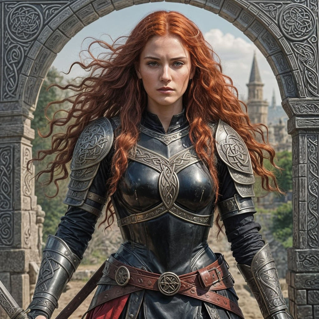 Celtic Warrior Woman Sword Fighting in Ancient Greece