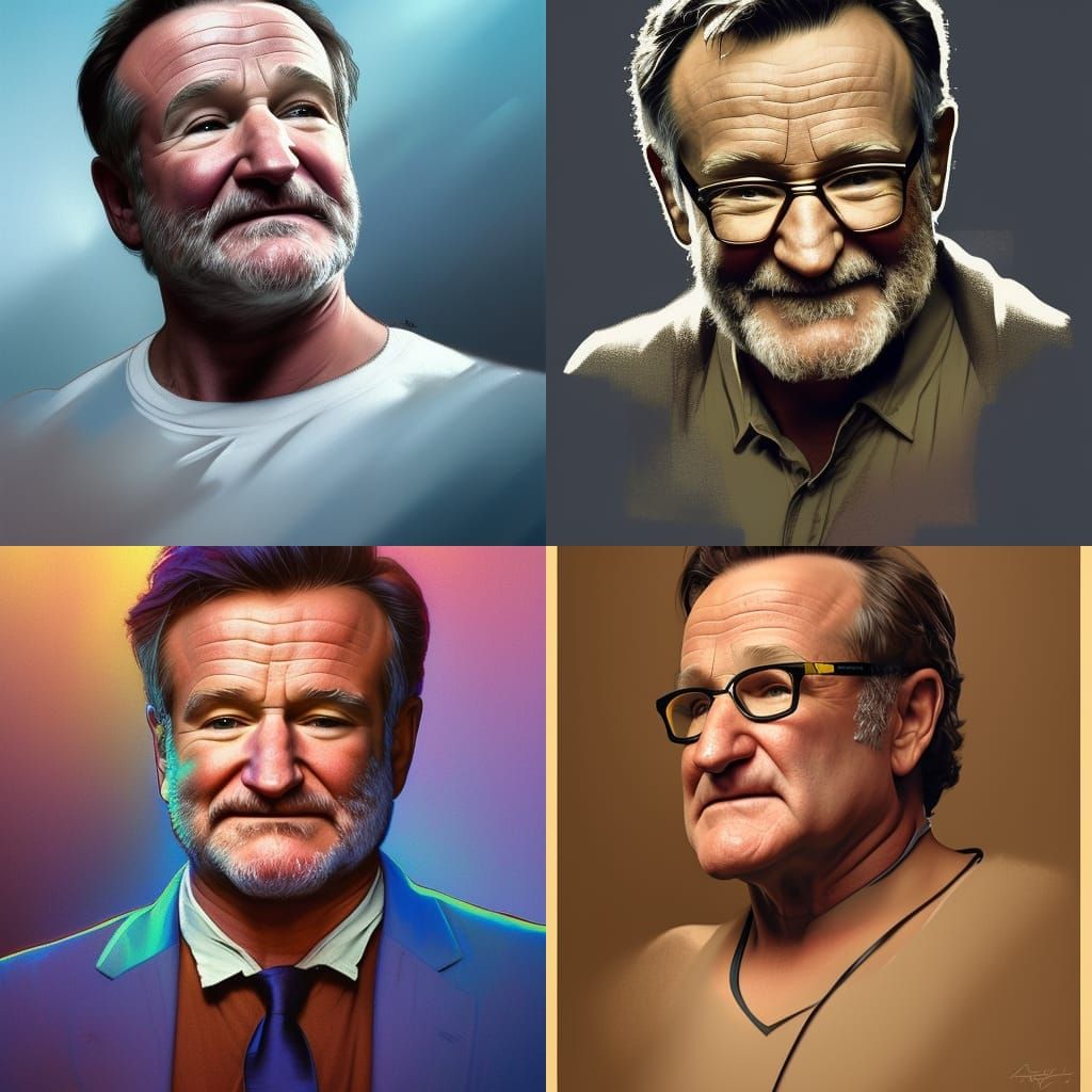 Detailed Portrait of Robin Williams in Art Nouveau Style
