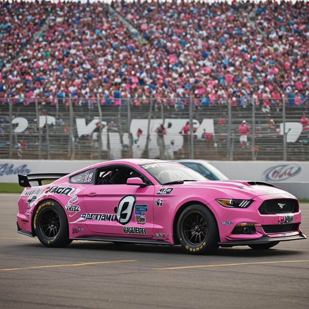 Pink 2016 Ford Mustang NASCAR Race Car