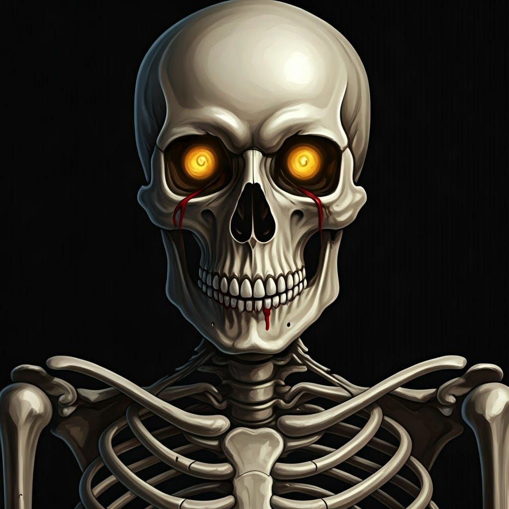 Mystical Golden-Eyed Skeleton