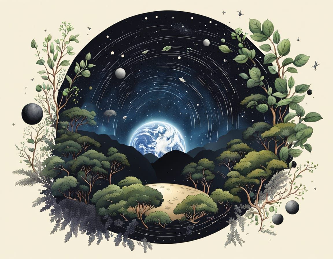 Black Hole Turns to Earth: Botanical Illustration