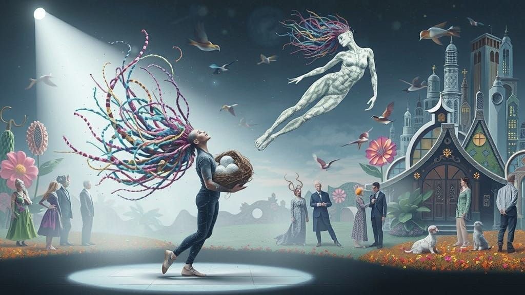 Psychedelic Dancer with Bioluminescent Hair