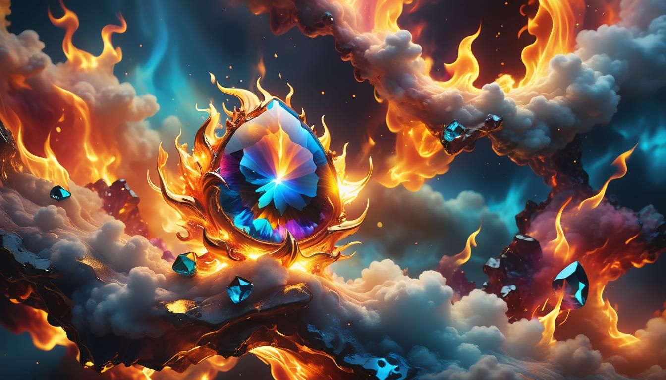 Fire Elemental Gemstone in a Surreal Style