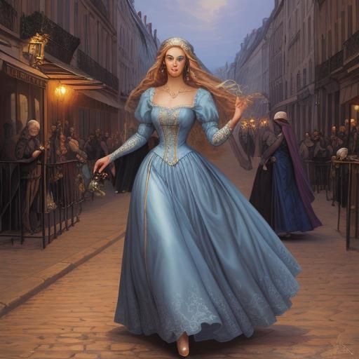 Romantic Young Woman in Regence France, Comic Book Art