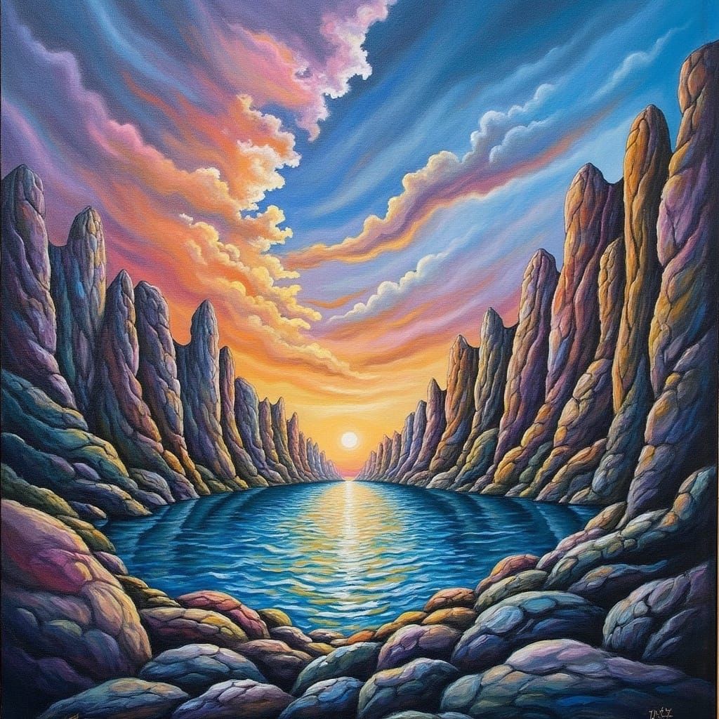 Ethereal Surreal Landscape in Abstract Expressionist Style