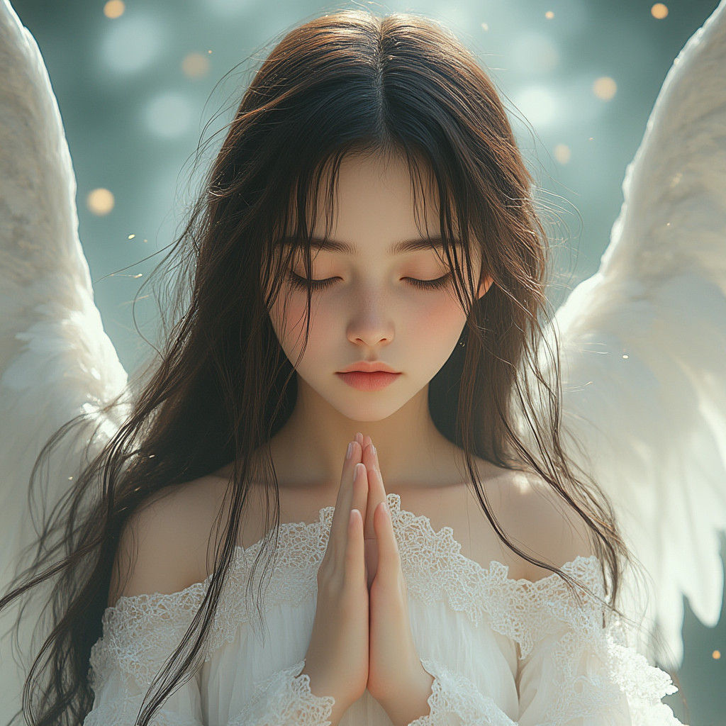 Girl in Prayer, Ethereal Digital Art