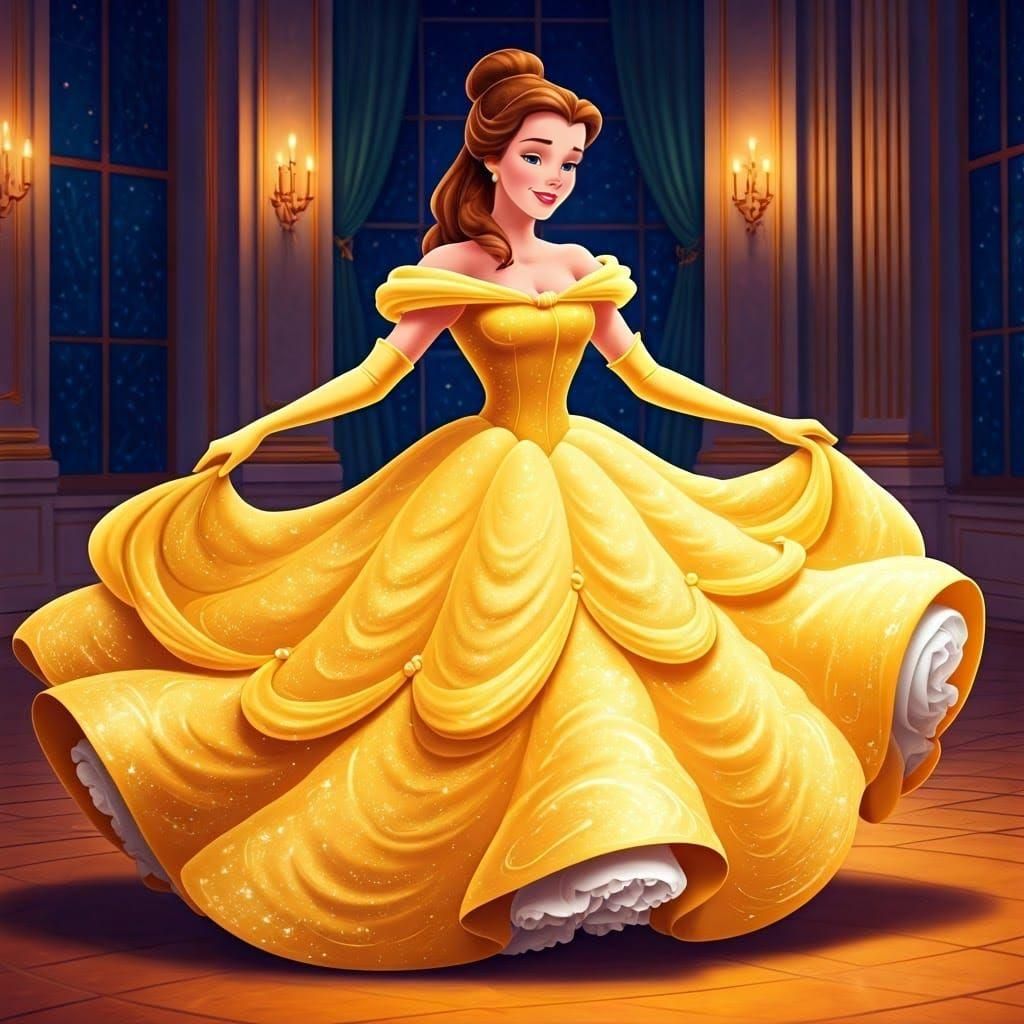 Belle Dancing in a Ballgown: Disney-Style Art