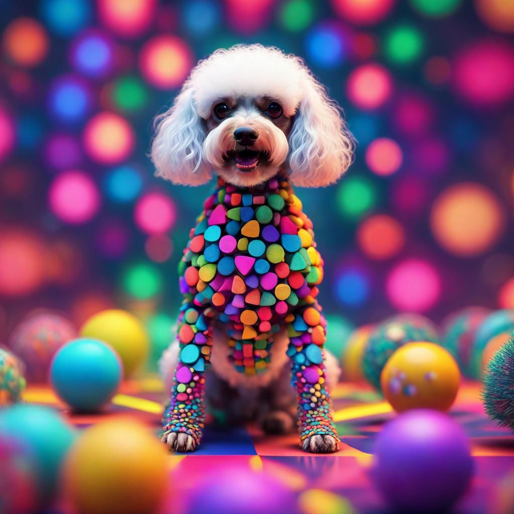 Psychedelic Poodles Play Ping Pong: Hyperrealistic Octane Re...