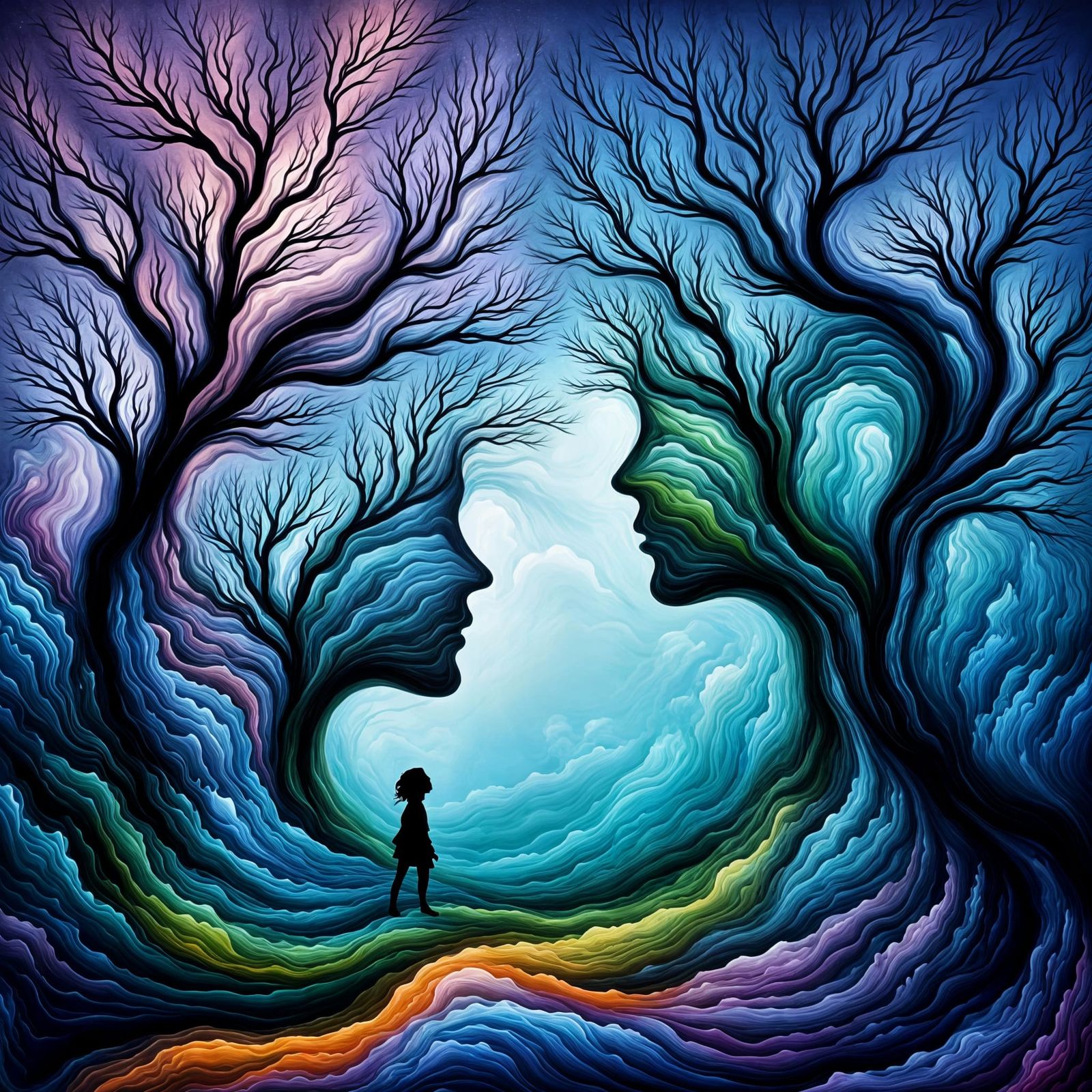 Vibrant Forest Hues in Expressionist Abstraction