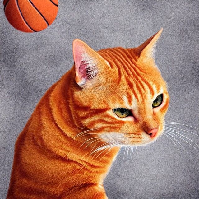 Orange Tabby Cat Plays Basketball Realistically