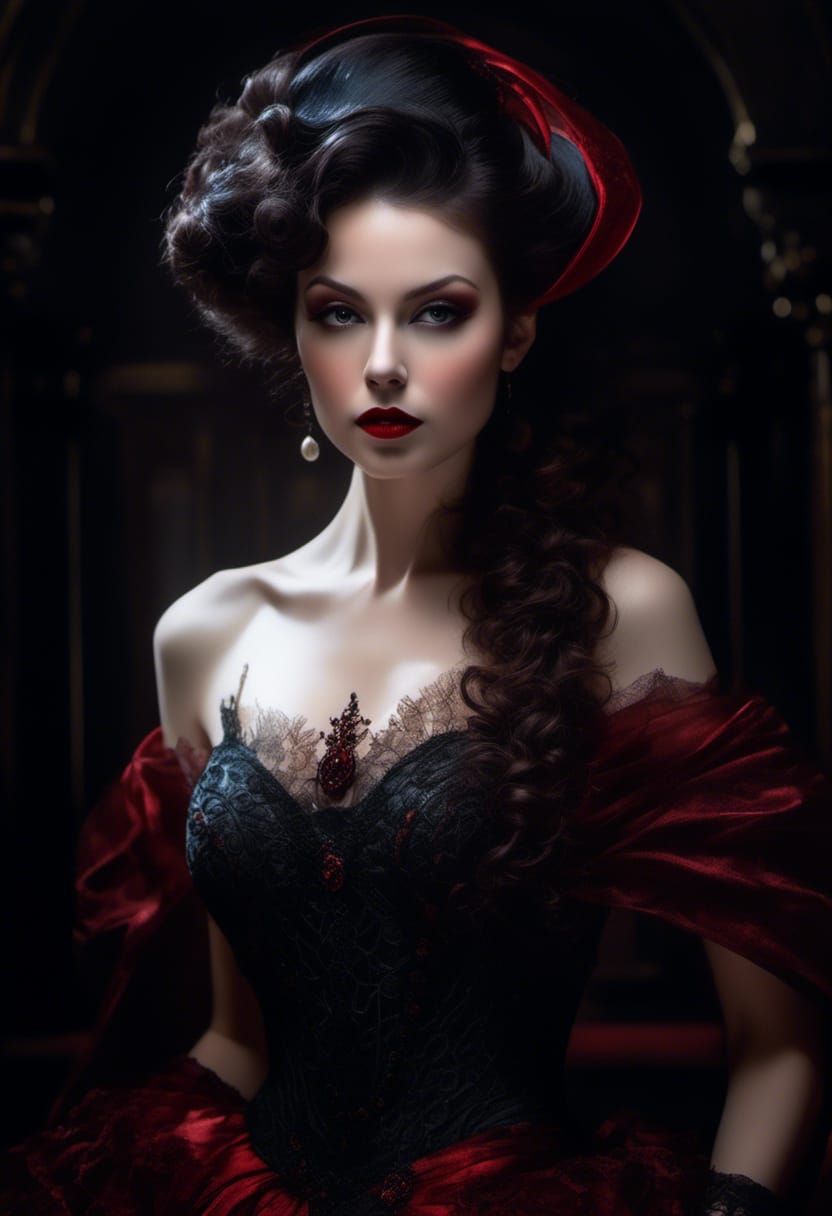 Vampiress in Black Science Fiction Avant-Garde Gown