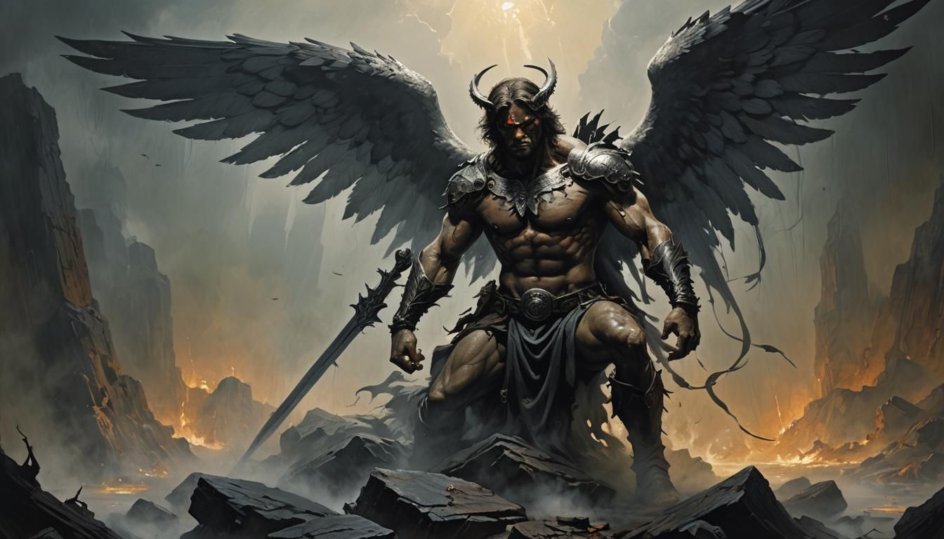 Fallen Angel Concept Art in Gritty Style