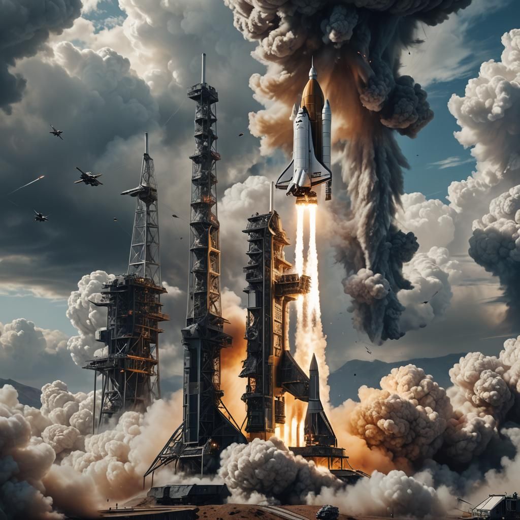 Starship Launch: Epic Cinematic Digital Matte Painting