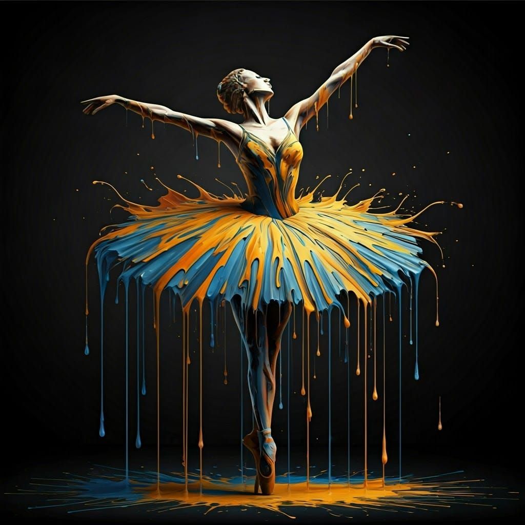 Ballerina in a Kaleidoscope of Colorful Paint Splatters