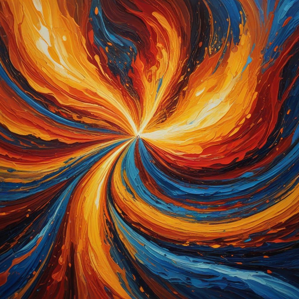 Surreal Water and Fire Meet in Vibrant Oil Painting