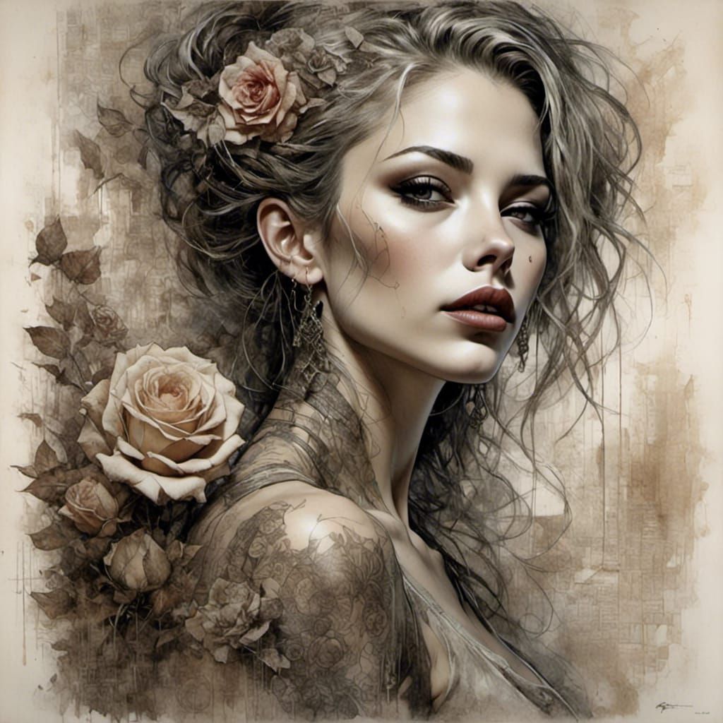 Ornate Witchy Love Fantasy with Roses