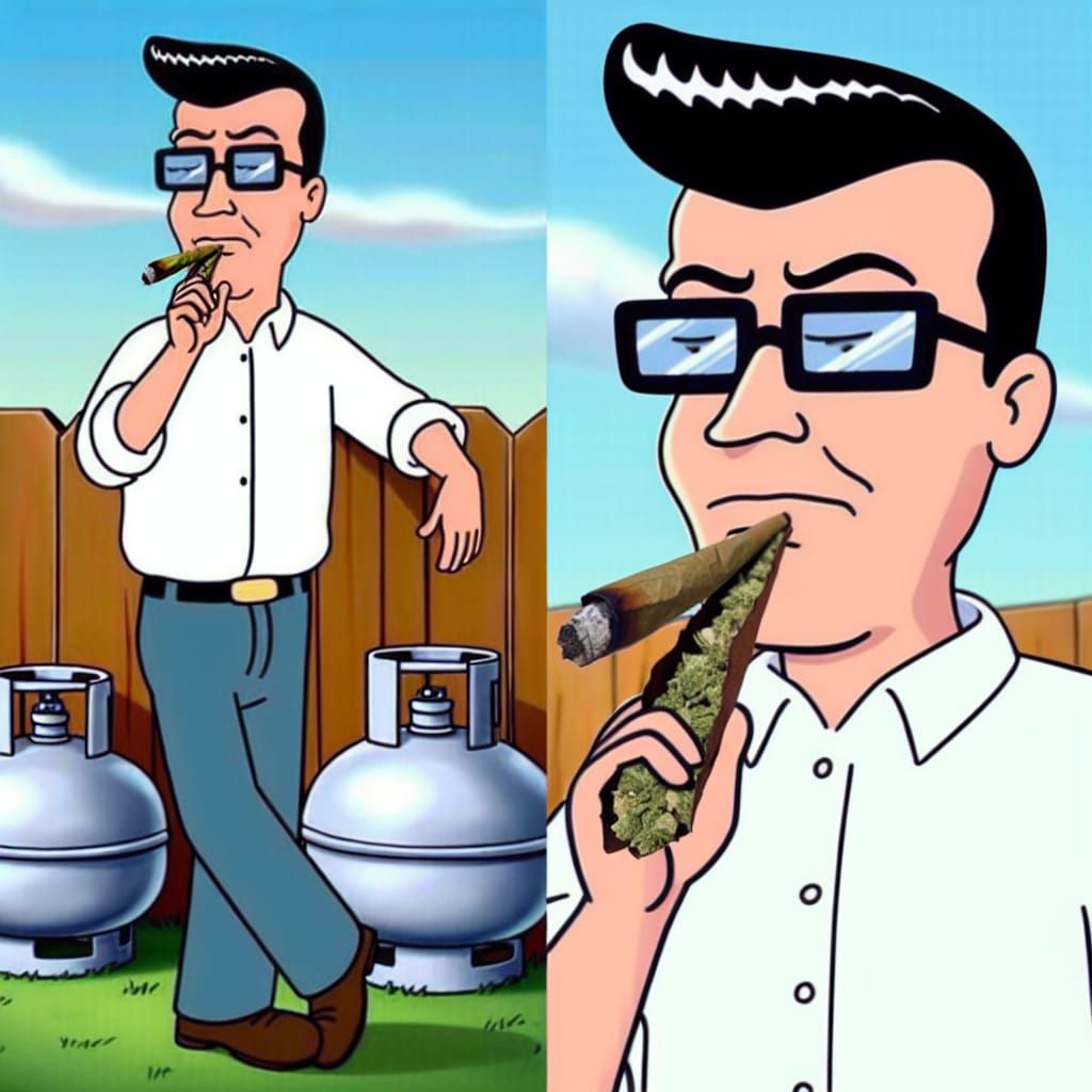 Cartoon Propane Salesman Smoking Marijuana Blunt