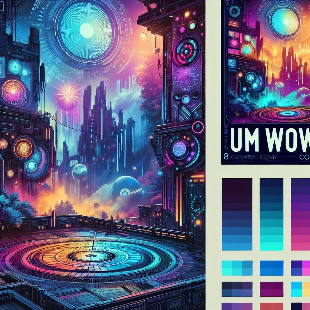 Vibrant Party Background with Fantasy Concept Art