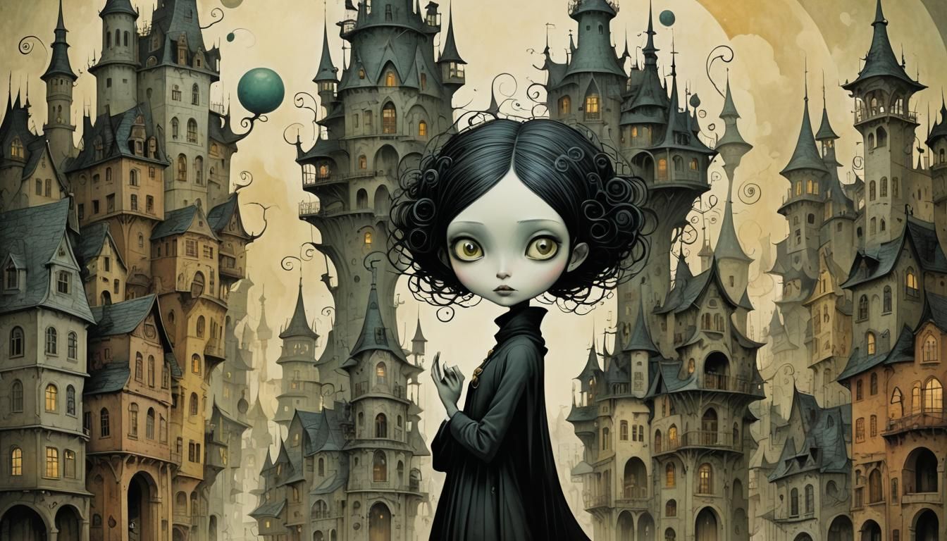 Vibrant Dichotomy: Minimalist Art of Woman and Chibi