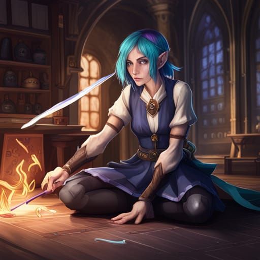 Half-Elf Artisan in Workshop