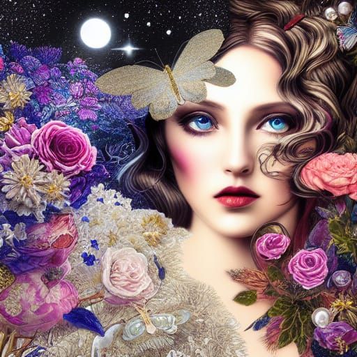 Midnight Beauty Collage in 3D Liquid Detail