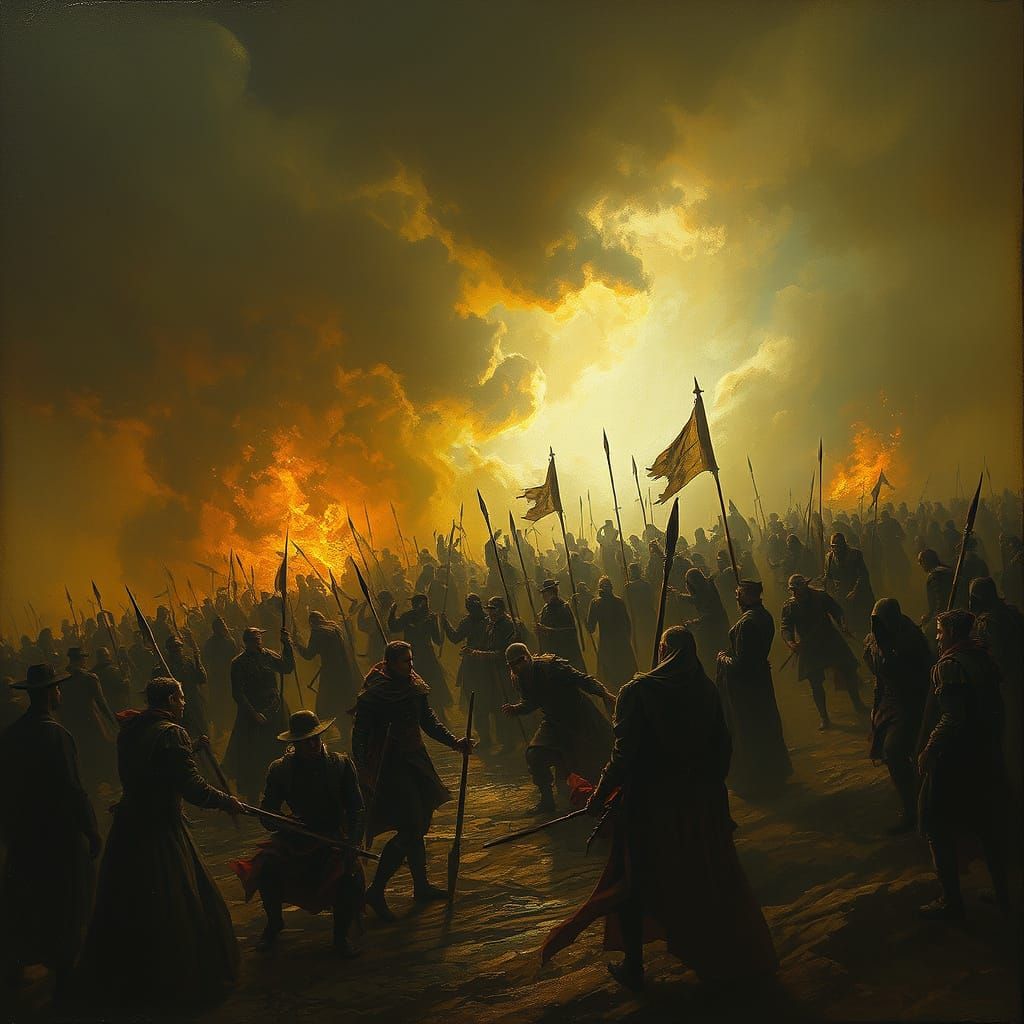 Dark Gothic Plague Scene in the Style of Gustave Doré and Gr...