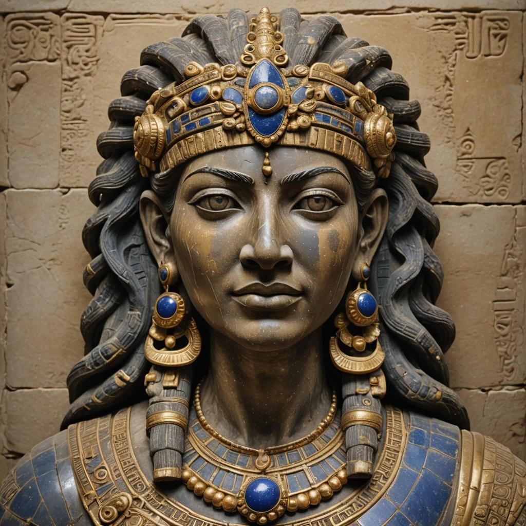 Regal Goddess Nammu in Golden Babylonian Splendor