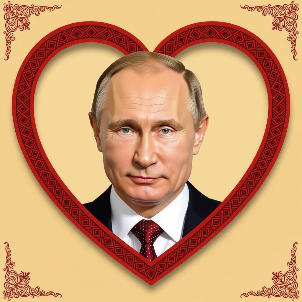 Heart-Shaped Portrait with Byzantine Patterns in Sepia Tones